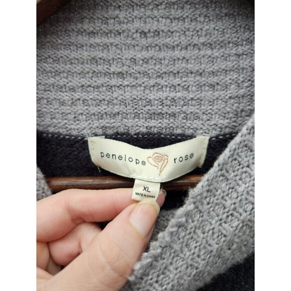 Striped Penelope Rose Sweater With Back Zipper XL Cotton/Polyester Blend - Picture 2 of 4